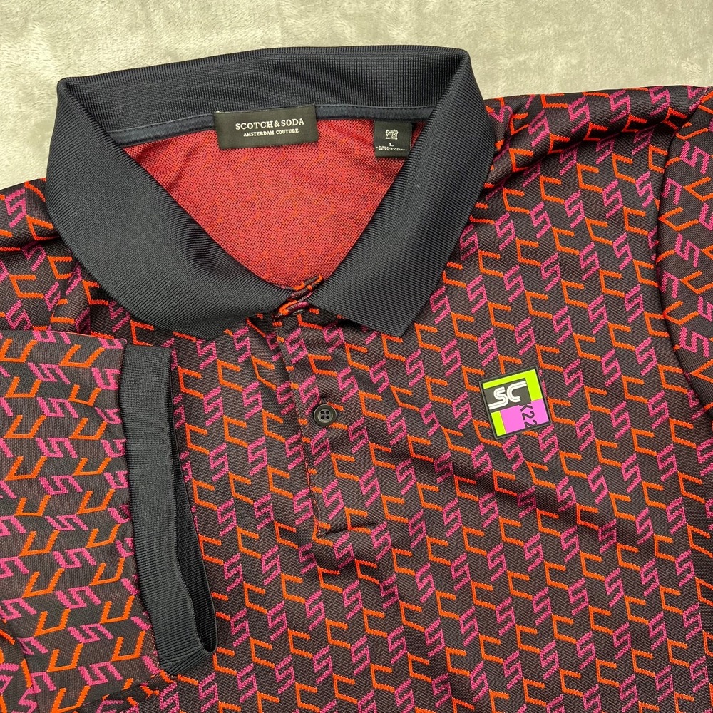 Scotch and Soda polo Shirt Men's XL Amsterdam Couture Geometric Short Sleeve EUC